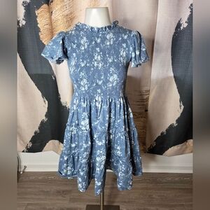 Polo by Ralph Lauren Blue Floral Tiered Dress